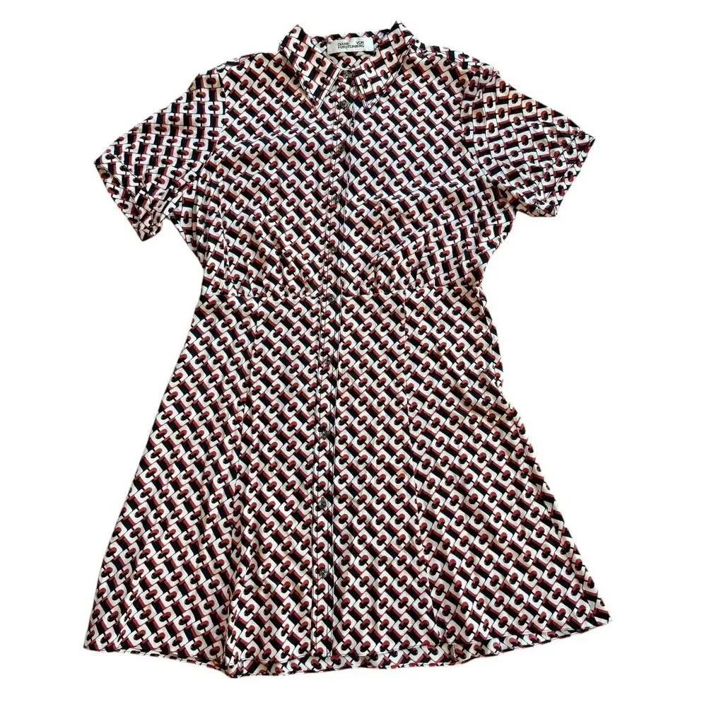 100% Silk Diane Von Furstenberg ￼ Geometric Dress - Excellent Preloved - Picture 3 of 6